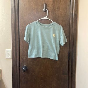 Sage green crop top for women.